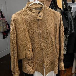 Brown bomber leather jacket